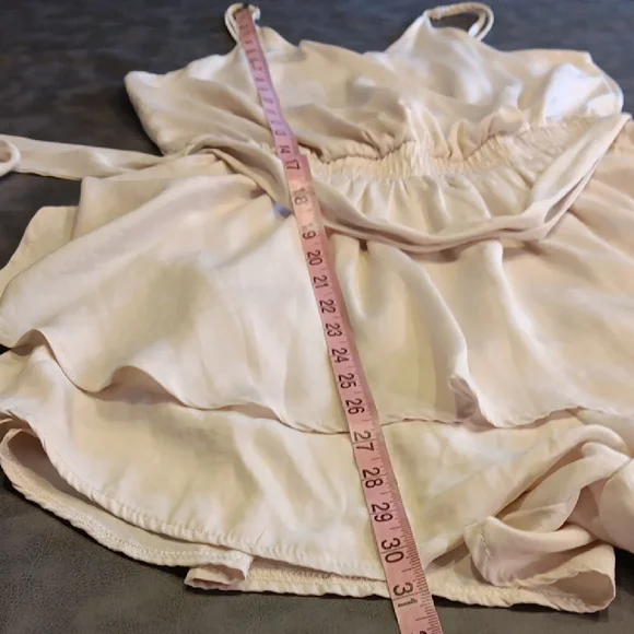 RESERVED FOR LORAINE Glam Adorable Cream Layered Romper Dress - Picture 13 of 13